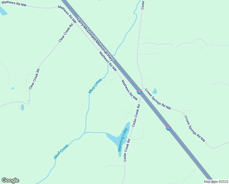 map of restaurants, bars, coffee shops, grocery stores, and more near 414 Mathews Road Northwest in Adairsville