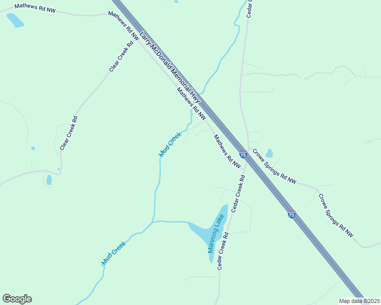 map of restaurants, bars, coffee shops, grocery stores, and more near 414 Mathews Road Northwest in Adairsville