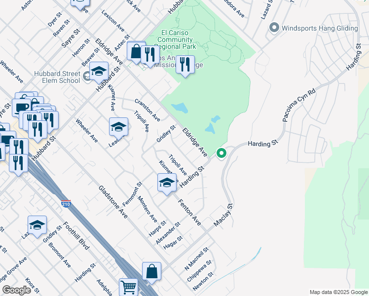 map of restaurants, bars, coffee shops, grocery stores, and more near 12976 Tarquin Street in Los Angeles