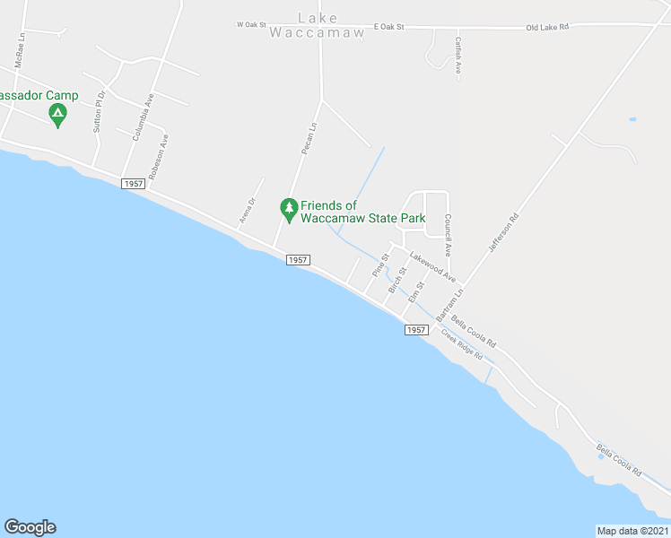 map of restaurants, bars, coffee shops, grocery stores, and more near 1612 Lakeshore Drive in Lake Waccamaw