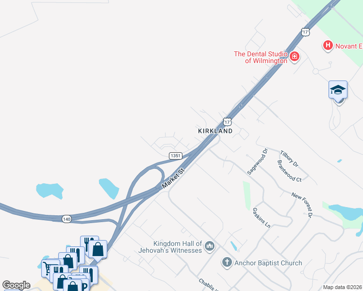 map of restaurants, bars, coffee shops, grocery stores, and more near 8651 Stephens Church Road in Wilmington