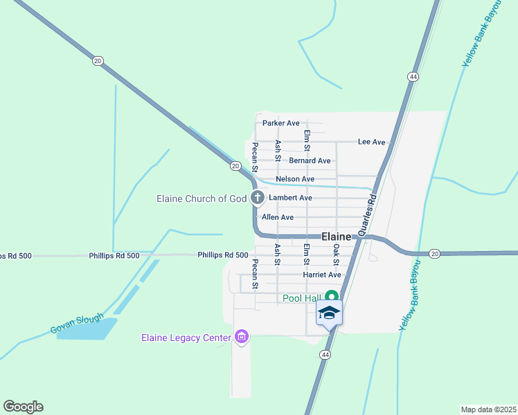 map of restaurants, bars, coffee shops, grocery stores, and more near 405 Lambert Avenue in Elaine