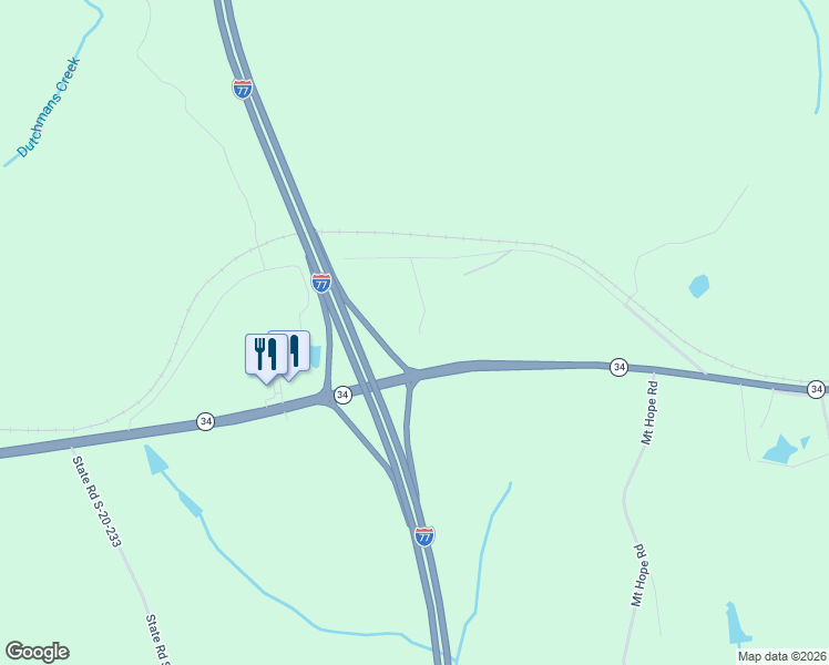 map of restaurants, bars, coffee shops, grocery stores, and more near 136 Singing Pines Lane in Ridgeway