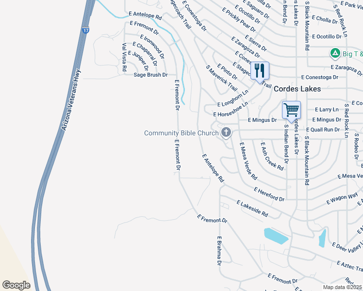map of restaurants, bars, coffee shops, grocery stores, and more near 16070 Wagon Lane in Mayer