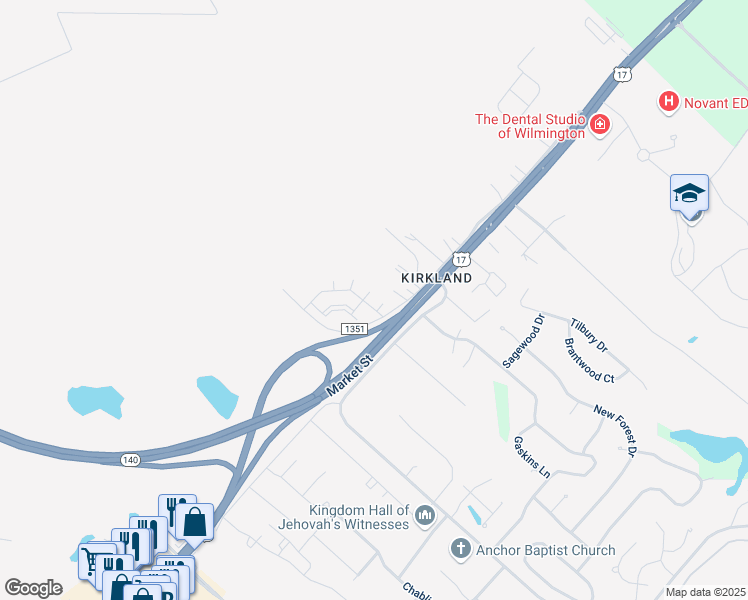 map of restaurants, bars, coffee shops, grocery stores, and more near 8651 Stephens Church Road in Wilmington