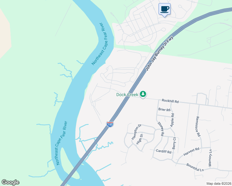 map of restaurants, bars, coffee shops, grocery stores, and more near 1330 Rockhill Road in Castle Hayne