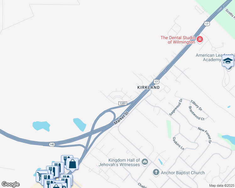 map of restaurants, bars, coffee shops, grocery stores, and more near 8651 Stephens Church Road in Wilmington