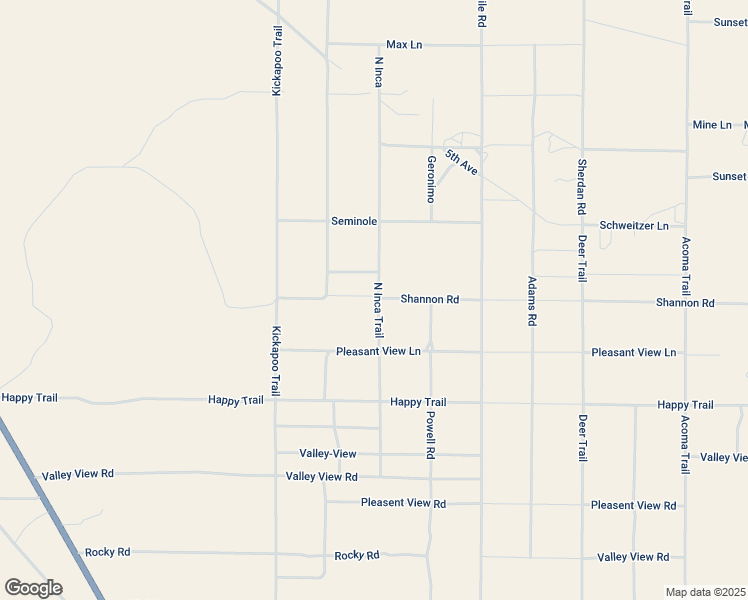 map of restaurants, bars, coffee shops, grocery stores, and more near 55540 Shannon Road in Yucca Valley