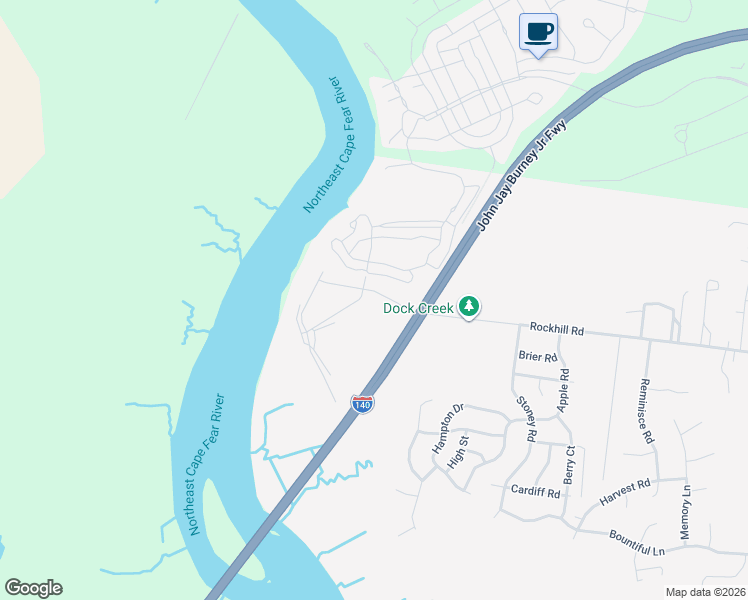 map of restaurants, bars, coffee shops, grocery stores, and more near 1330 Rockhill Road in Castle Hayne