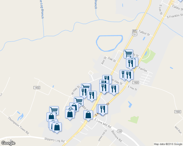map of restaurants, bars, coffee shops, grocery stores, and more near 1 Sawmill Apartments Drive in Whiteville