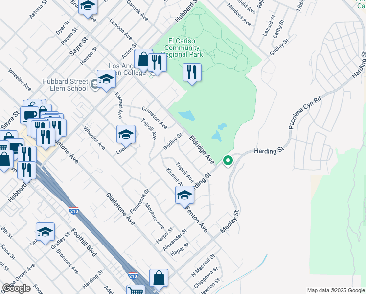 map of restaurants, bars, coffee shops, grocery stores, and more near 12990 Halford Street in Los Angeles