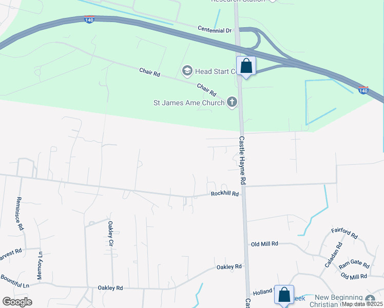 map of restaurants, bars, coffee shops, grocery stores, and more near 2545 Rockhill Road in Castle Hayne