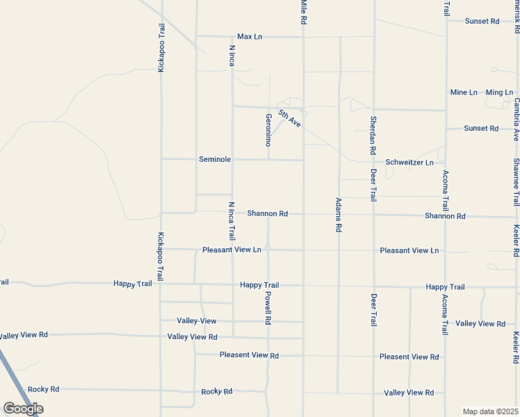 map of restaurants, bars, coffee shops, grocery stores, and more near 55540 Shannon Road in Yucca Valley