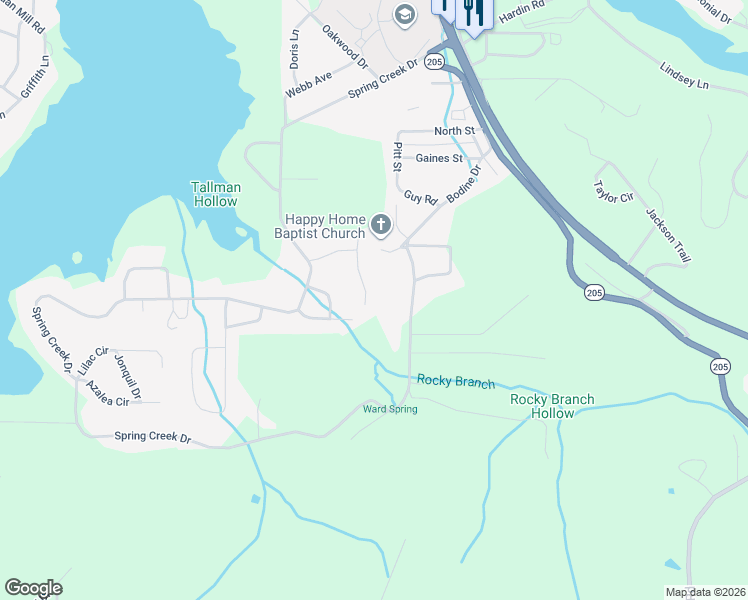 map of restaurants, bars, coffee shops, grocery stores, and more near 5523 Cedar Mill Drive in Guntersville