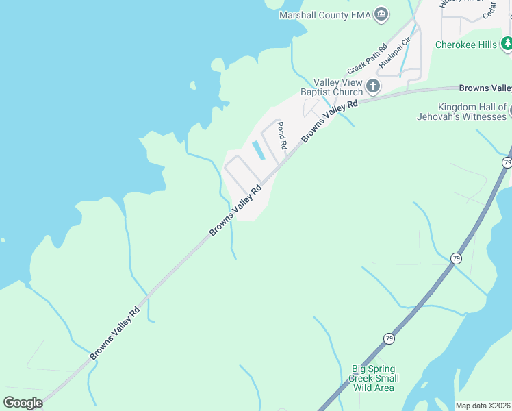 map of restaurants, bars, coffee shops, grocery stores, and more near 4025 Browns Valley Road in Guntersville
