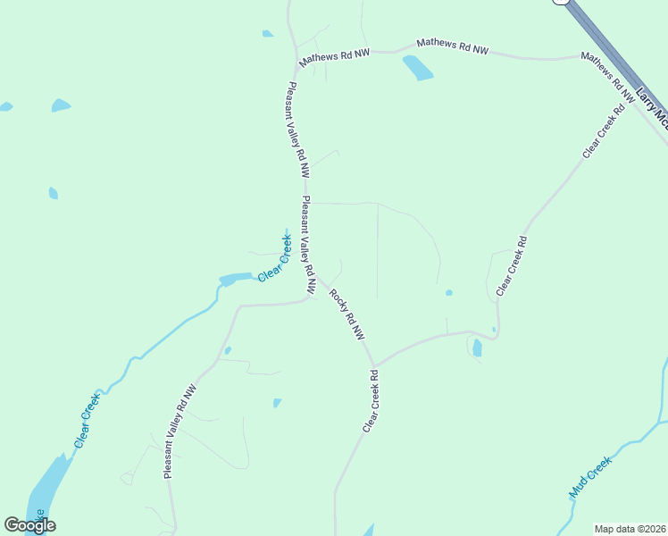 map of restaurants, bars, coffee shops, grocery stores, and more near 50 Rocky Road Northwest in Adairsville