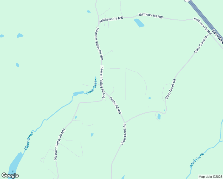 map of restaurants, bars, coffee shops, grocery stores, and more near 50 Rocky Road Northwest in Adairsville