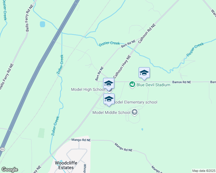 map of restaurants, bars, coffee shops, grocery stores, and more near 3240 Calhoun Highway Northeast in Rome