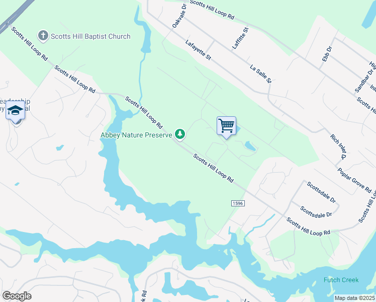 map of restaurants, bars, coffee shops, grocery stores, and more near Scotts Hill Loop Road in Wilmington
