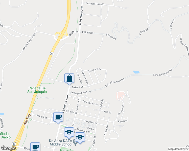 map of restaurants, bars, coffee shops, grocery stores, and more near 2913 Omaha Avenue in Ventura