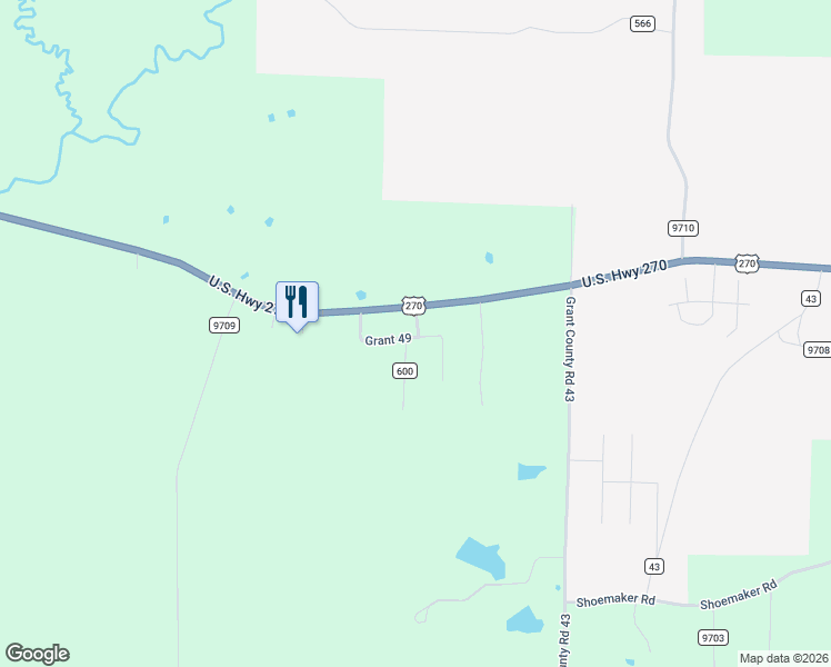 map of restaurants, bars, coffee shops, grocery stores, and more near 72 Grant County Road 491 in Sheridan