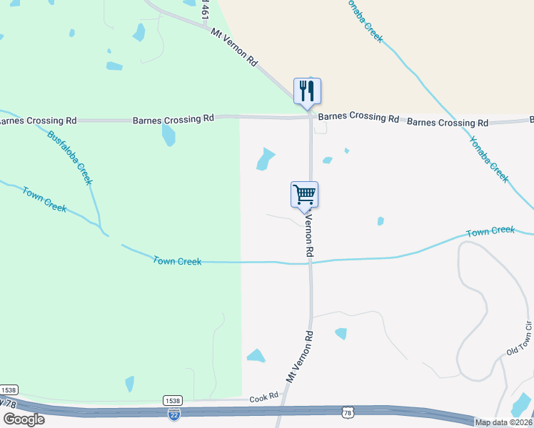 map of restaurants, bars, coffee shops, grocery stores, and more near 2139 Deer Run Drive in Tupelo