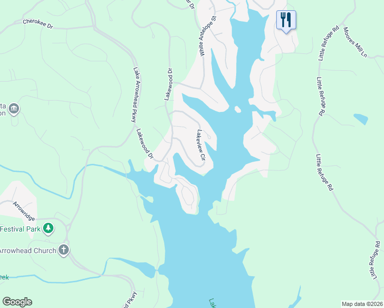 map of restaurants, bars, coffee shops, grocery stores, and more near 214 Lakeview Circle in Waleska