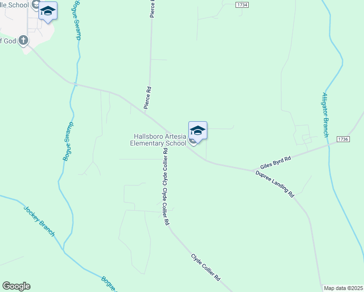 map of restaurants, bars, coffee shops, grocery stores, and more near 1288 Giles Byrd Road in Hallsboro