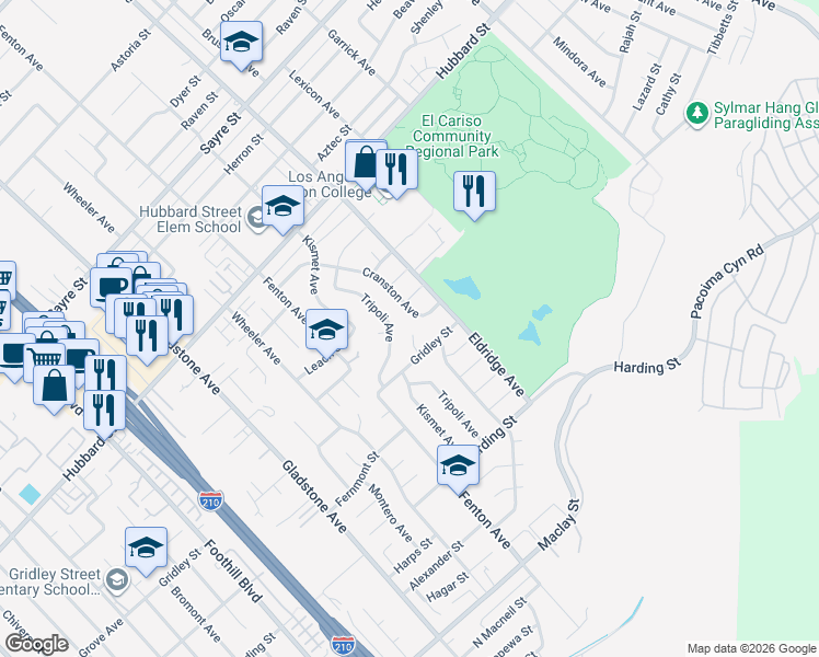 map of restaurants, bars, coffee shops, grocery stores, and more near 13197 Cutler Place in Los Angeles