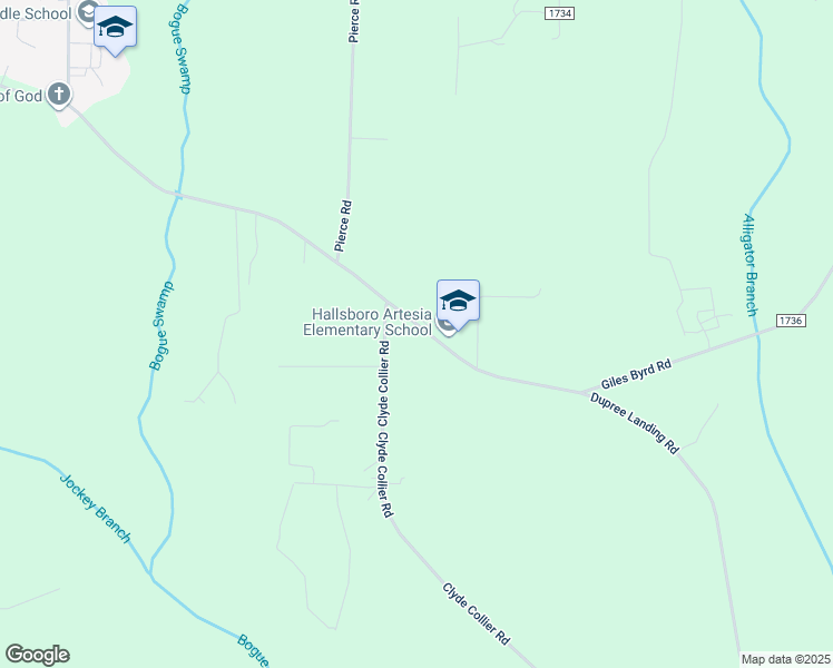 map of restaurants, bars, coffee shops, grocery stores, and more near 1274 Giles Byrd Road in Hallsboro