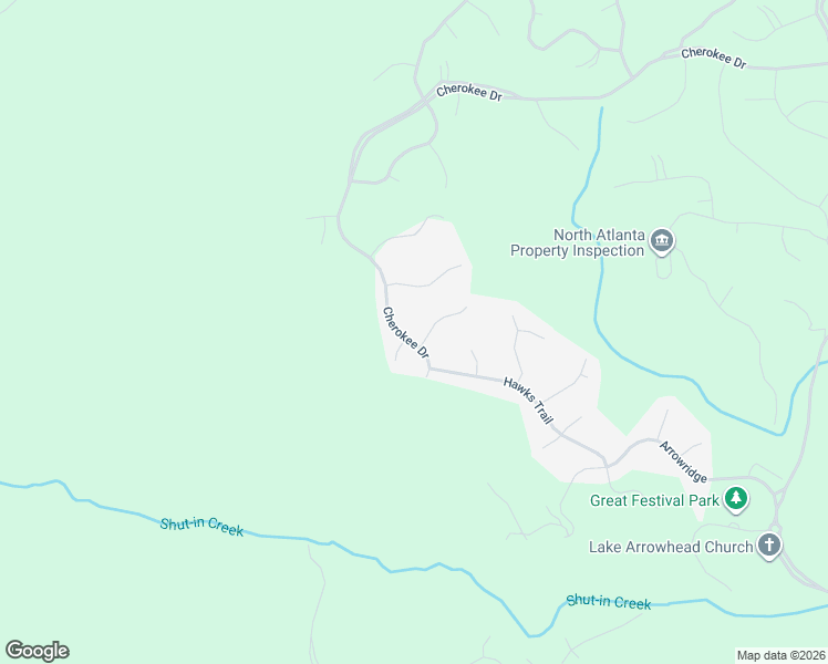 map of restaurants, bars, coffee shops, grocery stores, and more near 369 Cherokee Drive in Waleska