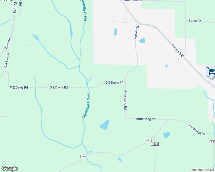 map of restaurants, bars, coffee shops, grocery stores, and more near 511 O Z Davis Road in Eva