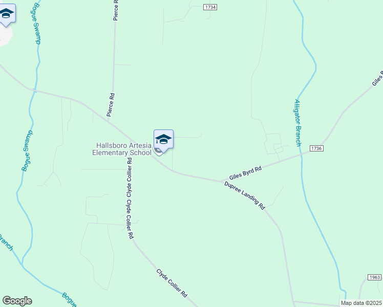 map of restaurants, bars, coffee shops, grocery stores, and more near 1497 Giles Byrd Road in Hallsboro