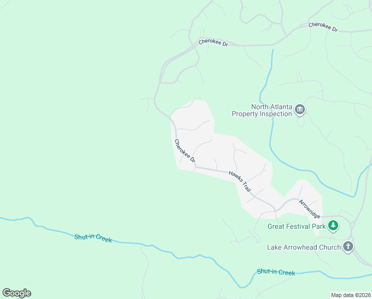 map of restaurants, bars, coffee shops, grocery stores, and more near 369 Cherokee Dr in Waleska