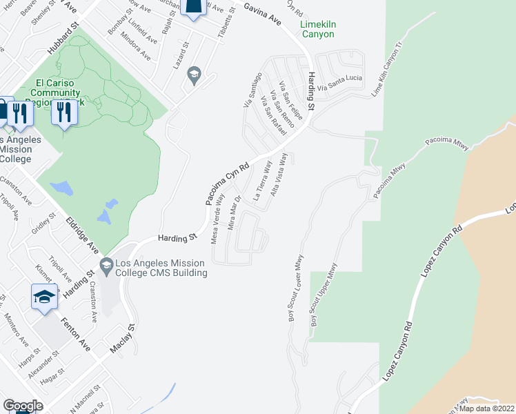 map of restaurants, bars, coffee shops, grocery stores, and more near 12435 Serrano Way in Los Angeles