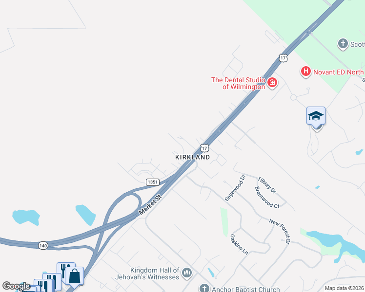 map of restaurants, bars, coffee shops, grocery stores, and more near 8785 Stephens Church Road in Wilmington