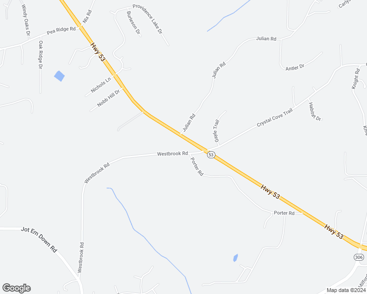 map of restaurants, bars, coffee shops, grocery stores, and more near 7605 Westbrook Road in Gainesville