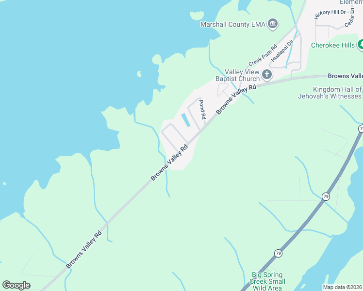 map of restaurants, bars, coffee shops, grocery stores, and more near 4025 Browns Valley Road in Guntersville