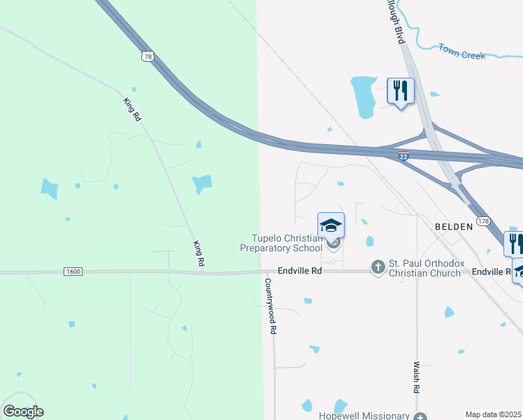 map of restaurants, bars, coffee shops, grocery stores, and more near 5594 Endville Road in Lee County