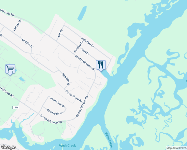 map of restaurants, bars, coffee shops, grocery stores, and more near 2531 Scotts Hill Loop Road in Wilmington