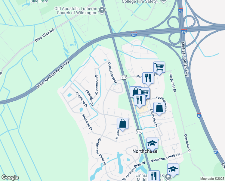 map of restaurants, bars, coffee shops, grocery stores, and more near Belmont Circle in Wilmington