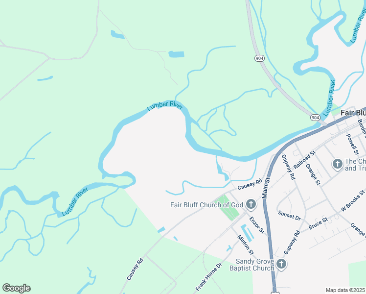 map of restaurants, bars, coffee shops, grocery stores, and more near 425 Causey Road in Fair Bluff