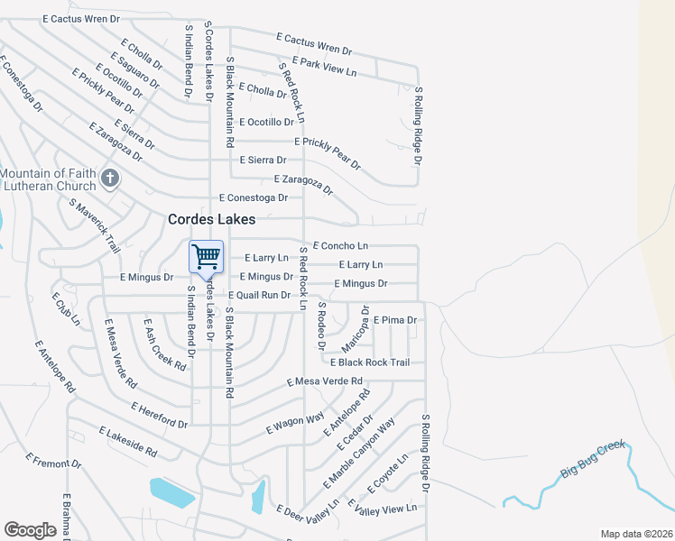 map of restaurants, bars, coffee shops, grocery stores, and more near 20753 East Concho Lane in Mayer