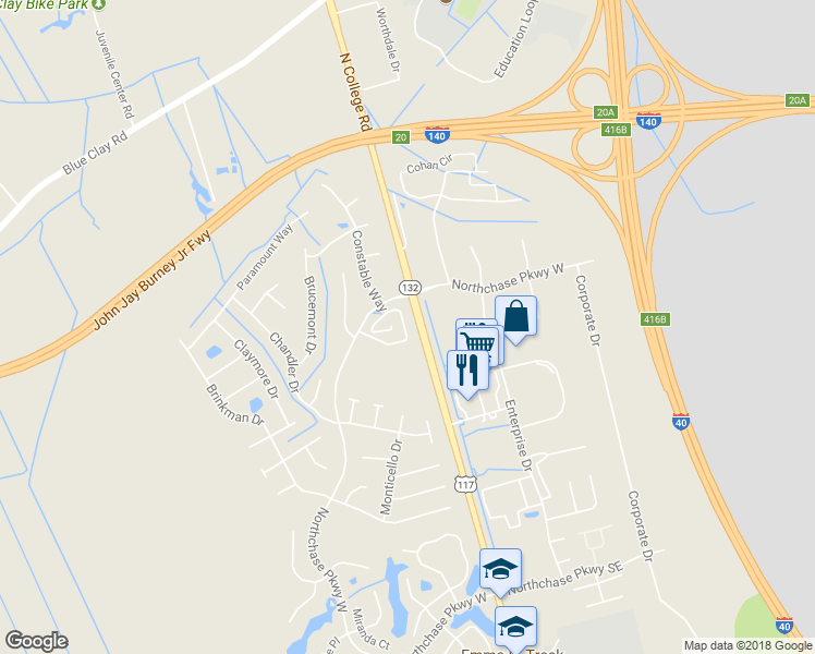 map of restaurants, bars, coffee shops, grocery stores, and more near 3306 Belmont Court in Wilmington