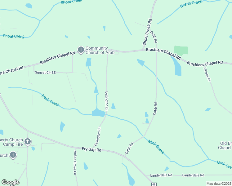 map of restaurants, bars, coffee shops, grocery stores, and more near 153 Lexington Drive in Arab