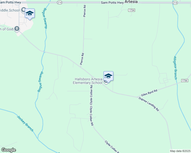 map of restaurants, bars, coffee shops, grocery stores, and more near 1207 Giles Byrd Road in Hallsboro