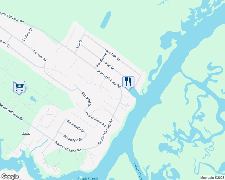 map of restaurants, bars, coffee shops, grocery stores, and more near 2645 Scotts Hill Loop Road in Wilmington