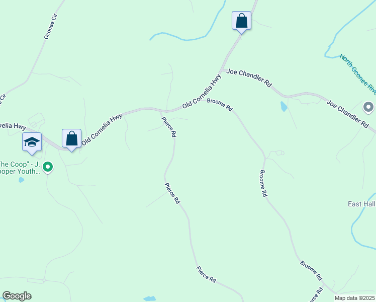 map of restaurants, bars, coffee shops, grocery stores, and more near 2741 Pierce Road in Gainesville