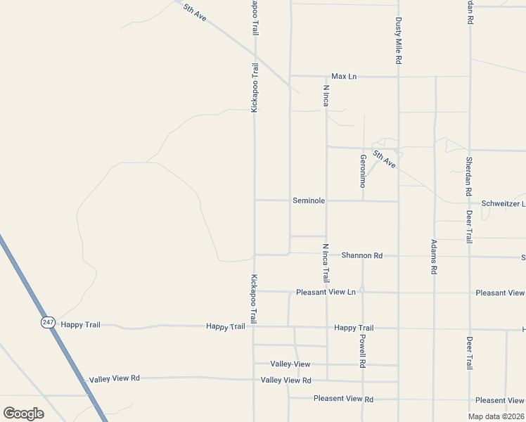map of restaurants, bars, coffee shops, grocery stores, and more near 3425 Kickapoo Trail in Homestead Valley