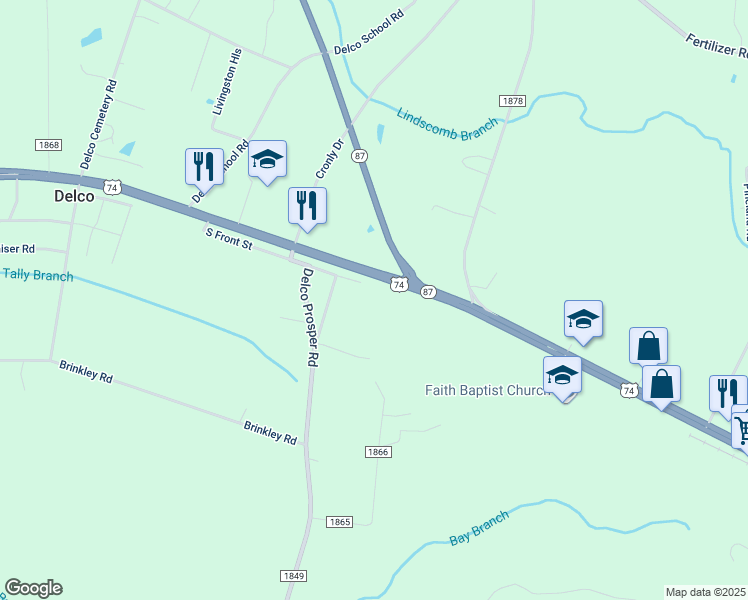 map of restaurants, bars, coffee shops, grocery stores, and more near 82 Applewhite in Delco